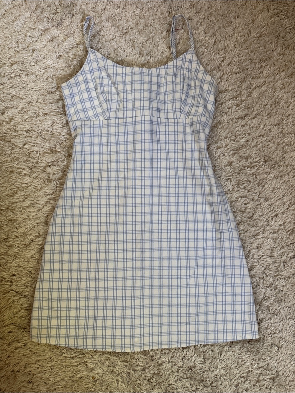 Brandy Melville Blue & White Plaid Spaghetti Strap Mini Dress